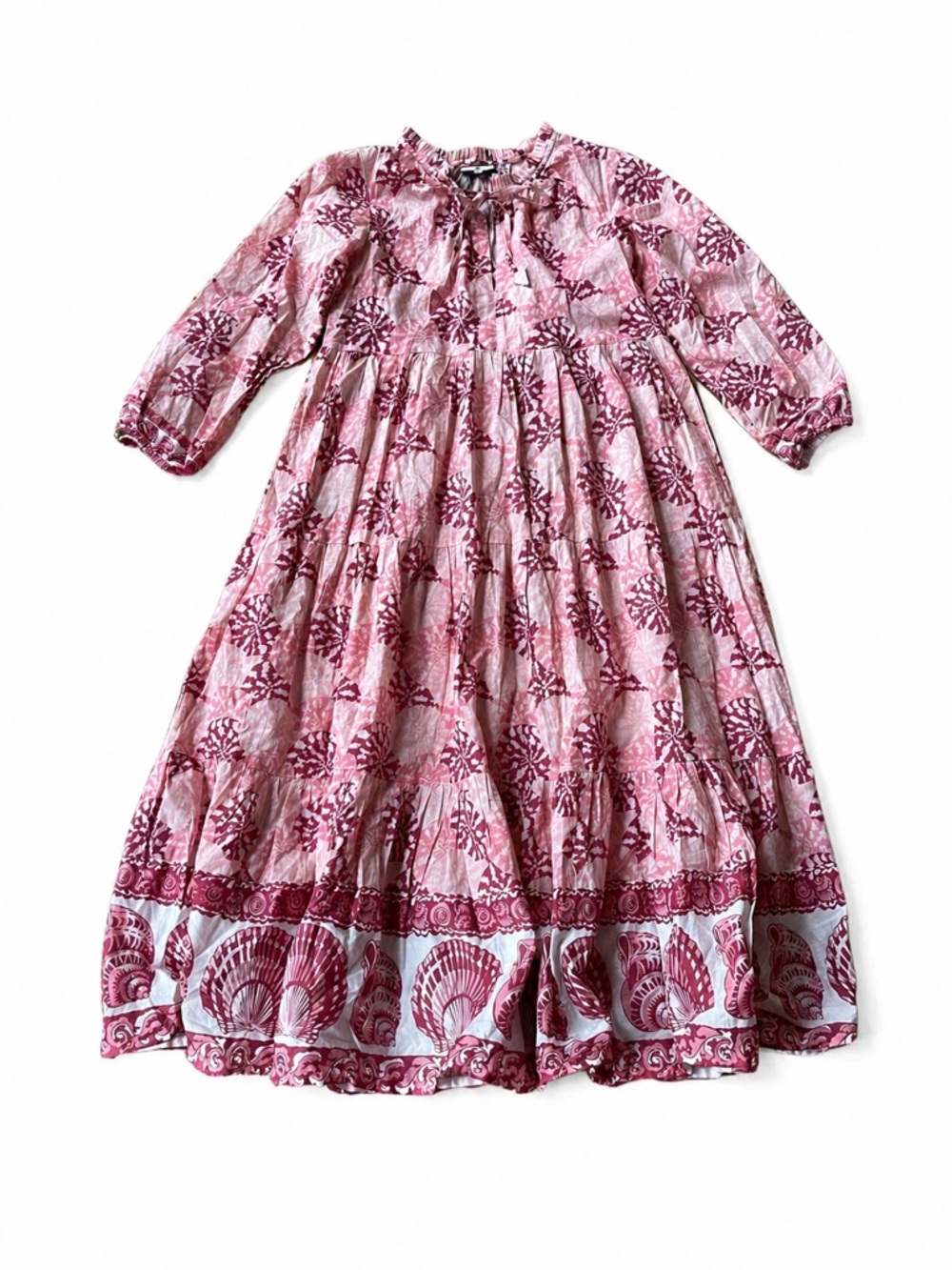 Tuckernuck Nautilus Print Long Sleeve Salty Paloma Caftan Boho Dress Pink XS NWT - Picture 2 of 16
